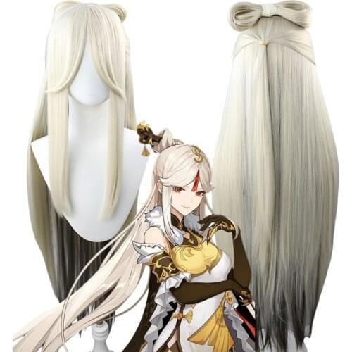 Game Genshin Impact Ningguang Cosplay Wig Anime Cosplay Wigs Heat Resistant Synthetic Wigs Halloween