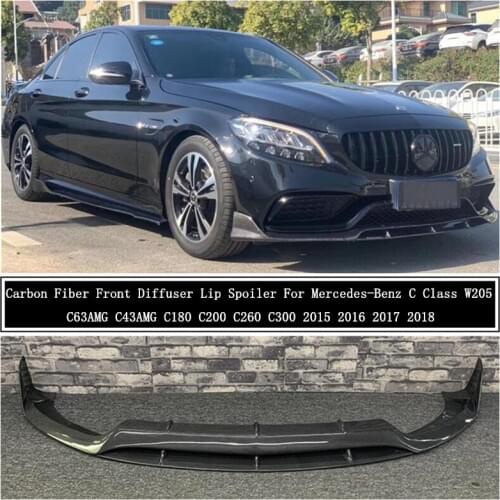 Carbon Fiber Front Diffuser Lip Spoiler For Mercedes-Benz C Class W205 C63 C43 C180 C200 C260 C300 2015-2018 Bumper Spoilers