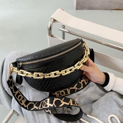 Luxury Womens Fanny Pack High Quality Waist Bag Thick Chain Shoulder Crossbody Chest Bag Female Belt Bag Designer Brand Handbag
