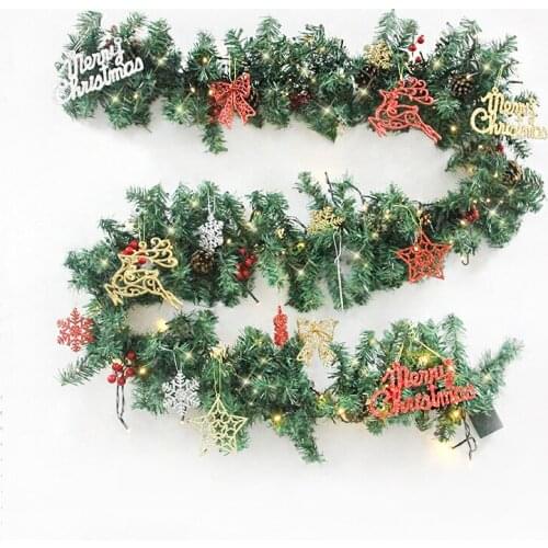 2.7m Chrismas Wreath Pvc Rattan Plant Pines Cones Garland Xmas Fireplace Door Wall Window Decor Christmas Decorations For Party