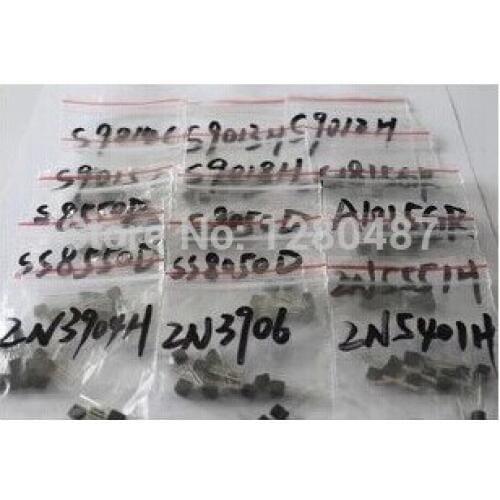 S9012 S9013 S9014 A1015 C1815 S8050 S8550 2N3904 2N3906 A42 A92 A733,17valuesX10pcs=170pcs,Transistor Assorted Kit