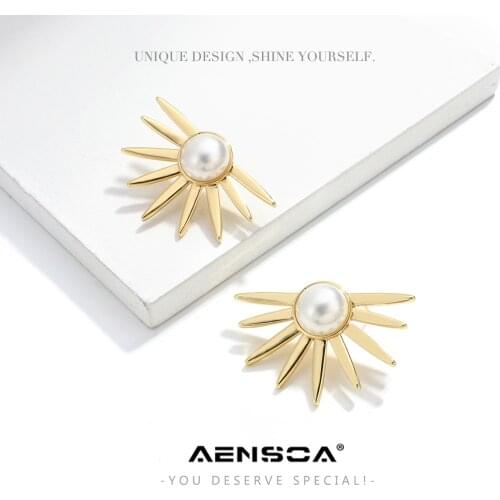 AENSOA Fashion Korea Simple Stylish Star Women Drop Earrings Temperament Minimalist Half Flower Earring Exquisite Female Jewelry