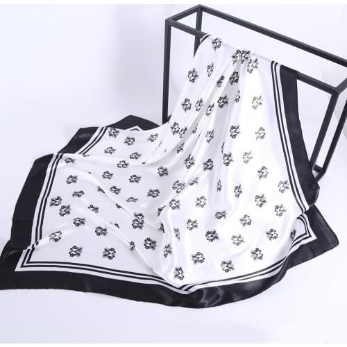 Silk Scarf Luxury Brand Print Fashion Four Seasons Head Scarf 90*90cm Hijab Foulard Iuxe Bandana Femme Headband