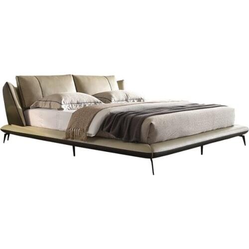 Modern minimalist leather bed Italian minimalist luxury leather bed master bedroom double bed wedding bed