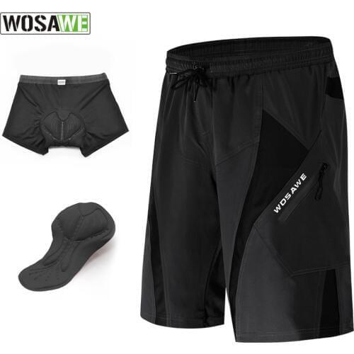WOSAWE Men MTB Cycling Motorcycle Shorts Quick Dry Reflective Elastic Mountain Bike Loose Outdoor Downhill Motocross Shorts