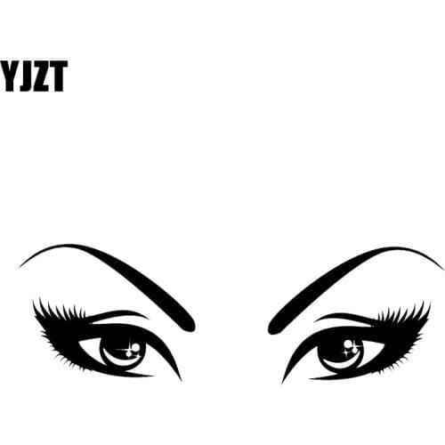 YJZT 16.1*5.3CM Mysterious Look Women Eyes Car Sticker High Quality Decor Vinyl Black/Silver C12-0568