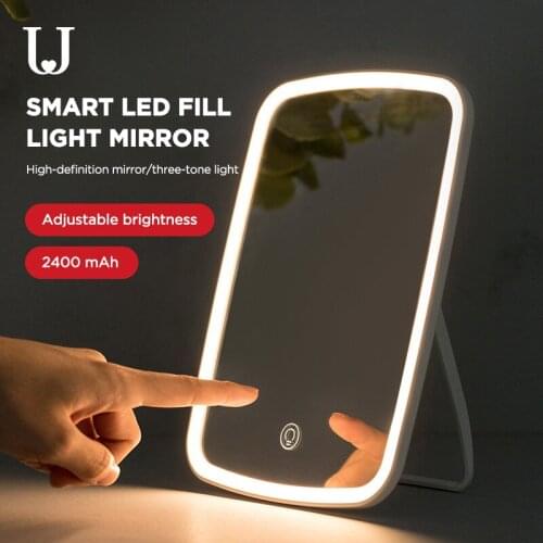 Led Makeup Mirror Intelligent Portable Desktop Ladies Makeup Light Adjustable Girls Rectangle Mirrors With Touch Dimmer Switch
