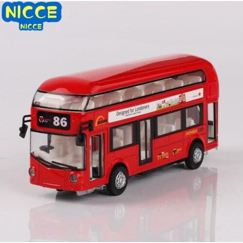1:32 Double-decker tour bus Metal Alloy Diecast Toy Car Model Miniature Scale Model Sound and Light Emulation Electric Car