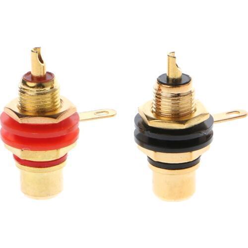 1 Pair RCA Female Socket Connector Chassis Panel Mount Adapter Audio Terminal Plug