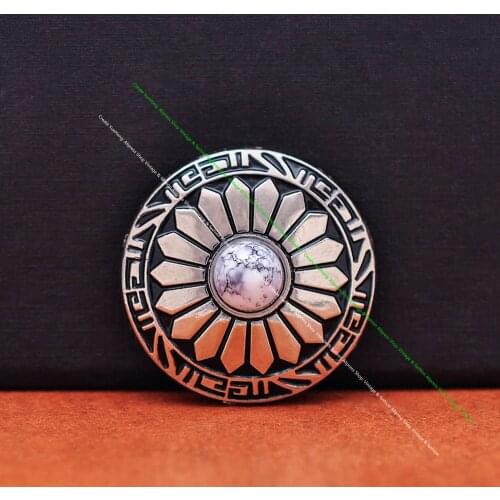 10pcs 30mm Silver Sun Flower Carved White Turquoise Leathercraft Accessories Western Headstall Saddle Belt Conchos Screw back
