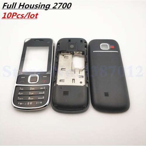 10Pcs/Lot For Nokia 2700 Housing Cover Door Frame + Battery Back Cover + Keypad + Logo Free Shipping