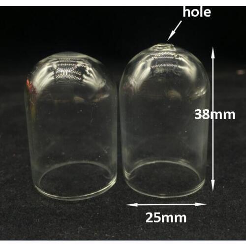 100Pcs LARGE Cloche Clear Vial Glass Bottle Terrarium WITH HOLE on top fits 38*25mm tray necklace pendants, wishing glass globe