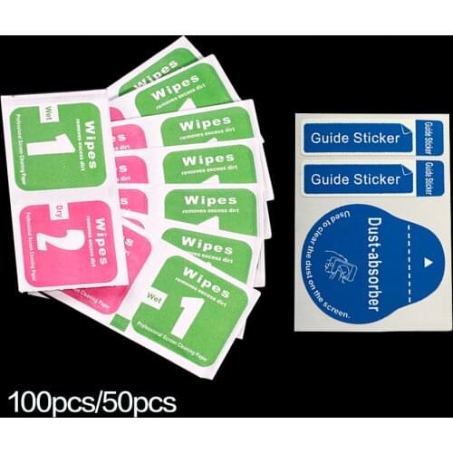 100pcs Wet dry cleaning wipes Dust removal paper for Tempered glass screen Camera Lens Optical Screen for phone/DV Dust Sticker