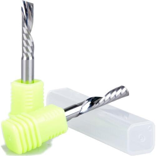 2pc 5X22mm Down Cut Cutters,Left-handed 1 Flute End Mill Carbide Cutting Tools Bits on Clean Machining Acrylic/Woodworking