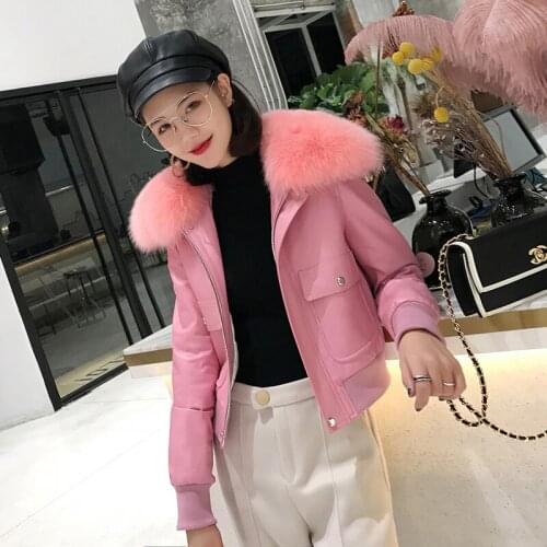 300% Sheepskin Coat Female Fox Fur Collar Down Jackets 2020 Winter Jacket Women Genuine Leather Jacket Chaqueta Mujer MY