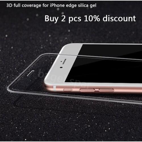 3D full coverage for iPhone 6 7 tempered glass for iphone 7 Screen Protectors 8 edge silica gel glass flim