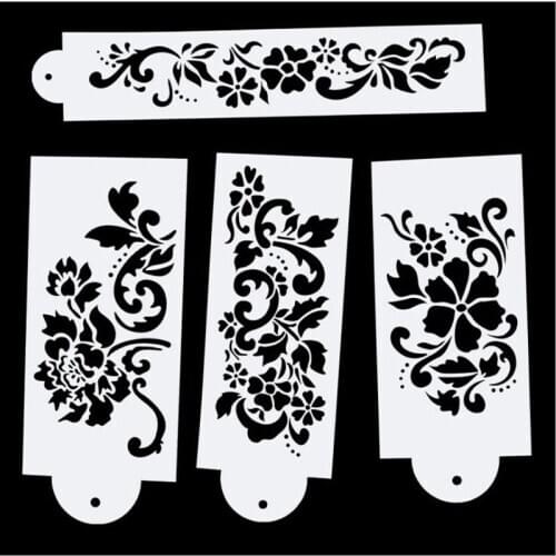 4pcs Lace Cake Stencil Fondant Cake Border Decoration Stencils Party Wedding Cake DIY Decor Tools