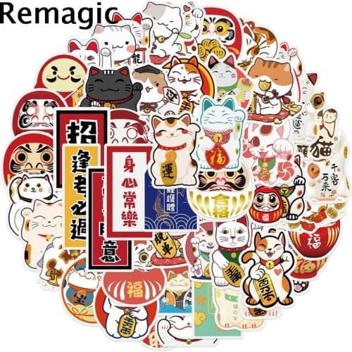 50pcs Pray Fortune Cats Cartoon scrapbooking Stickers pack Waterproof Skateboard Suitcase Guitar Graffiti decals pasters Kid Toy