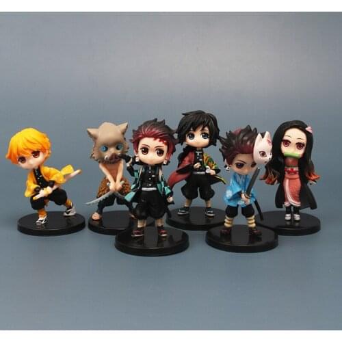 6pcs/lot Anime Demon Slayer: Kimetsu no Yaiba action figure Kamado Tanjirou Nezuko Agatsuma Zenitsu PVC stand model toy gift