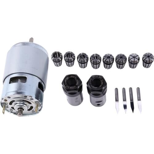 775 DC Motor 12-36V Ball Bearing Spindle Motor with ER11 Extension Rod Carving Knife for CNC Router Machine 1610/ 2417