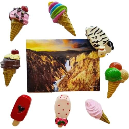 8 pcs/set 3d ice cream series resin refrigerator magnets series home decor fridge magnetic stickers photo office message kitchen