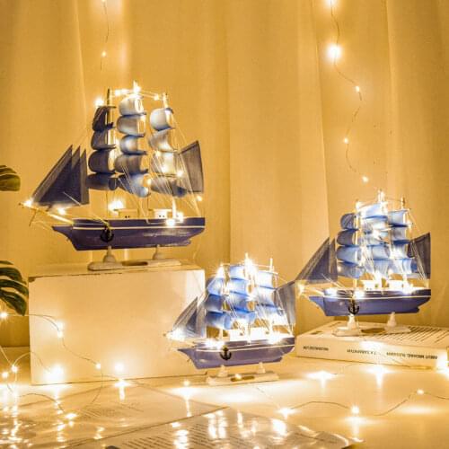 Home Decoration Accessories Sailing Mediterranean Style Decoration Ornaments Creative Ship Model Crafts Pirate Ship Small Wooden