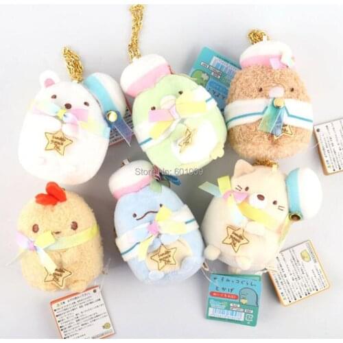 10/Lot 6 Styles Ninth Anniversary Limitation Sumikko 9CM Plush Keychain Pendant Toys Retail