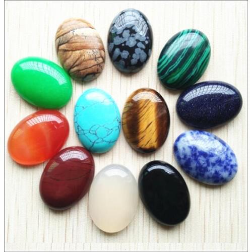 10pcs/lot Fashion Assorted 30x40mm Natural Oval stone beads charms Mixed CAB CABOCHON for jewelry making