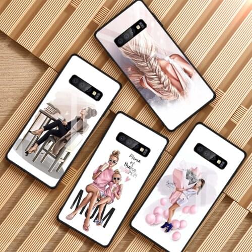 Christmas Princess Girl Female boss For Samsung Galaxy NOTE 8 9 S8 S9 S10 PLUS A8 A8P J6 J8 2018 Tempered Glass Phone Case
