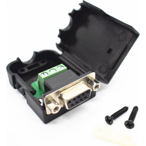 D-SUB DB9 female 9Pin Black Cover Nut Type Breakout Terminals Board Connector DIY Plugs