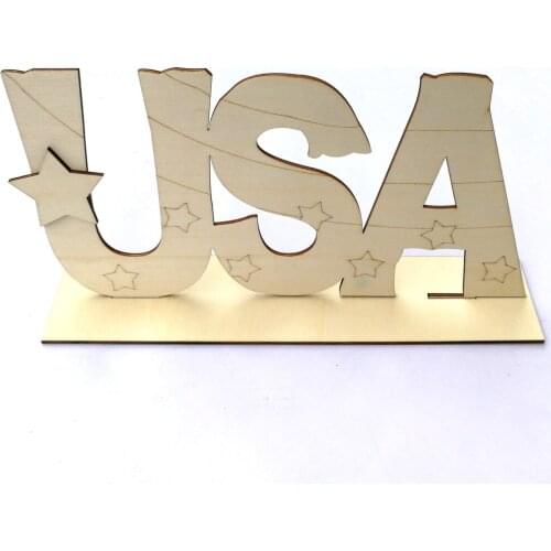 Wood America Sign Cut-Out Block Letters Decor Standing Tabletop Sign Letters America Sign Rustic Decorative Words Decoration