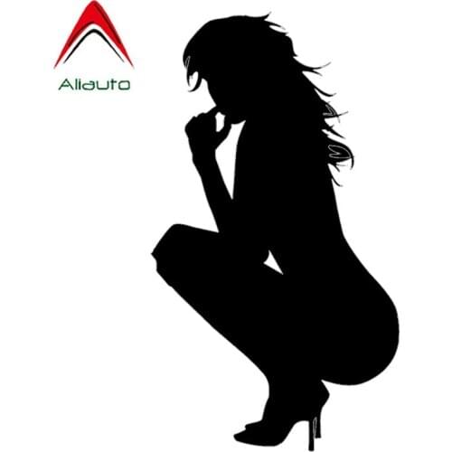 Aliauto Cretive Car Sticker Sexy Girl Nude Lady Squatting Automobiles & Motorcycles Laptop Decorative Vinyl Decal,18cm*9cm