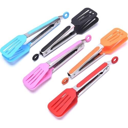 Kitchen Parts Stainless Steel Plastic Food Tongs BBQ Clip Bread Serving Tongs