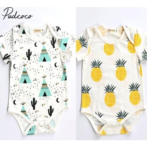 Hot Cute Newborn Baby Boys Girls Cotton Bodysuit Jumpsuit Outfits Clothes