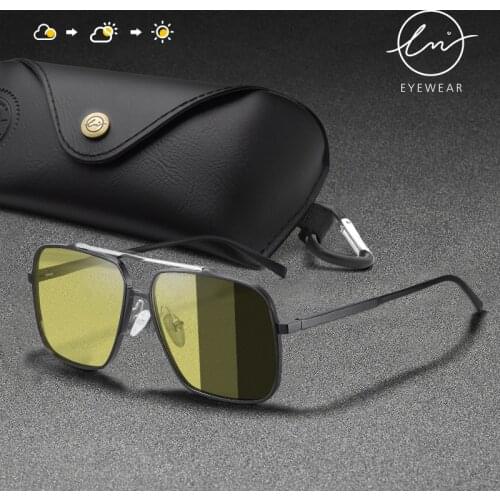 LM New Trend Quality Aluminum Mens Sunglasses Photochromic Polarized Sun glasses Women Square Oversize Eyewear Oculos de sol