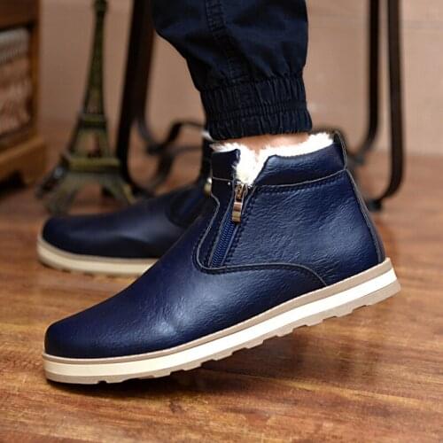 2020 Big Size Men Winter Warm Boots Casual Shoes Men Fashion Plush Snow Boots Ankle Boots Fur Leather Footwear