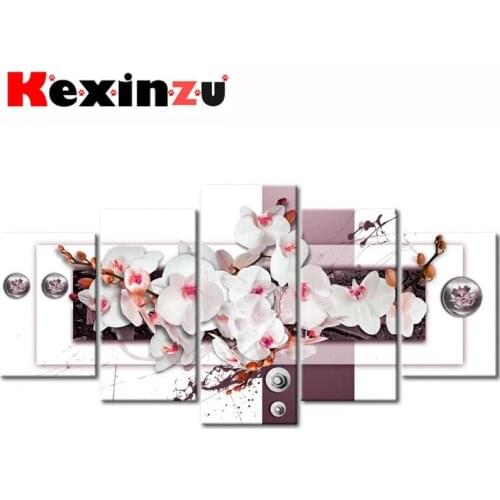 5pcs Full Square/Round Drill 5D DIY Diamond Painting Cross Stitch"Flower" Multi-picture Combination Embroidery 5D Decor
