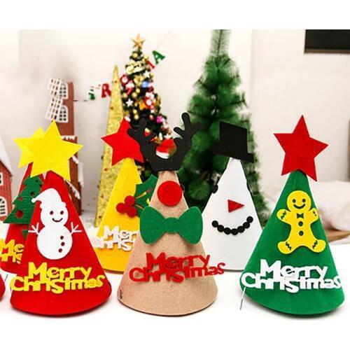 Non-woven Christmas Hat Cartoon Santa Snowman Cherry Christmas Tree Costume Hat for Women/Men/Kids/Adult Christmas Decoration