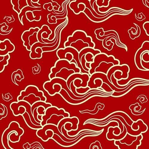 Auspicious Chinese style big red auspicious cloud wallpaper living room Tibetan background wall Buddhist niche temple Buddhist