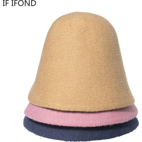 Casual Warm Soild Color Women Hats 100% Wool Neat Brim Winter Bucket Cloche Hat Felt Cone Hood millinery Fascinators Block Base