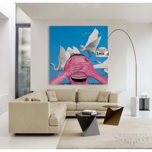 Bird With Funny Man Southeast Asia Living Room Restaurant Interior Decoration Picture Wall Art Hand Painted Oil Painting