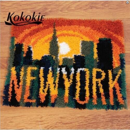 Christmas latch hook kits for adults large printed canvas yarn carpet diy latch hook rug kits carpet embroidery carpet diy rug