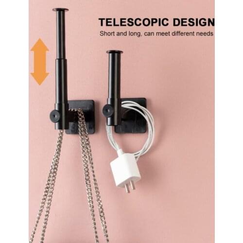 Self-adhesive Under Cabinet Hook Flexible Telescopic Paper Roll Rack Towel Holder Tissue Hanger Kitchen Multifunction Rack