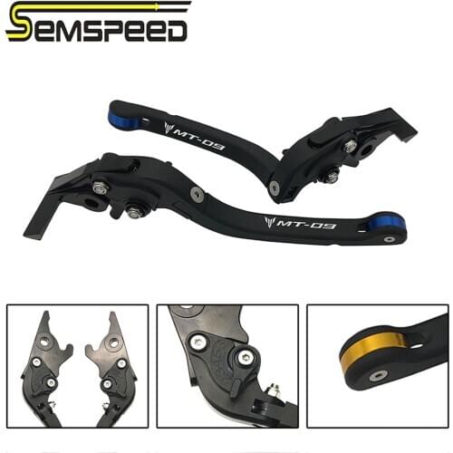 SEMSPEED with logo MT-09 MT-07 Foldable levers For Yamaha mt09 fz09 fz07 2014-2018 2019 2020 CNC Adjustable Brake Clutch Levers