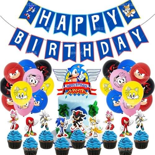 Super Hedgeho Theme Party Decorations Balloons Set Hedgehog Birthday Banner Cake Toppers Air Ballon Kids Birthday Party Supplies