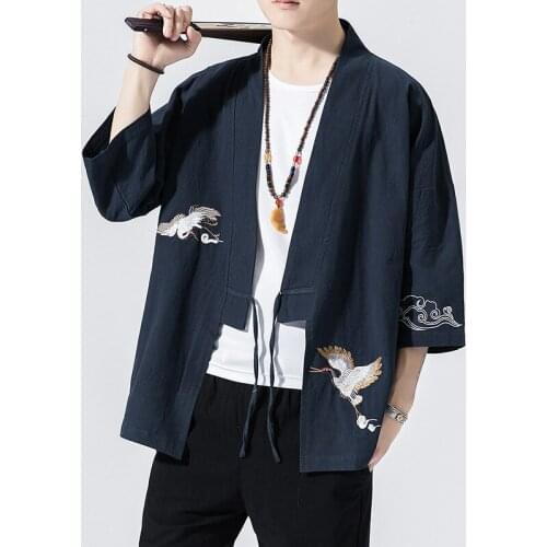 Traditional Chinese Clothing for Chinese Clothes Tang Suit Top Spring Men Silk Embroidery Jacket Coat for Men Men Vintage Orient