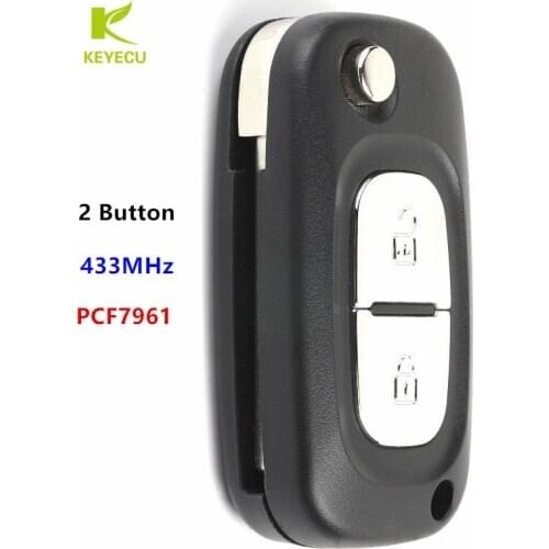 KEYECU Replacement Flip Remote Key Fob 2 Buttons 433MHz PCF7961 for Renault Clio 3, Kangoo, Master,Twingo, Modus P/N: 1618477A