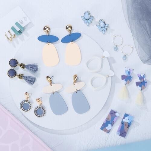 Korean Bohemian Tassel Earrings for Women Fashion Jewelry Geometric Acrylic Party Dangle Drop kolczyki Female Earrings 2020 New