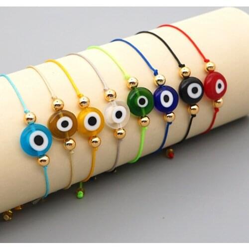 Colored Glaze Devil Eyes Rope Bracelet Female Gold Bead Bracelet Womens Bracelet on Hand Charms for Bracelet Wholesale Lots