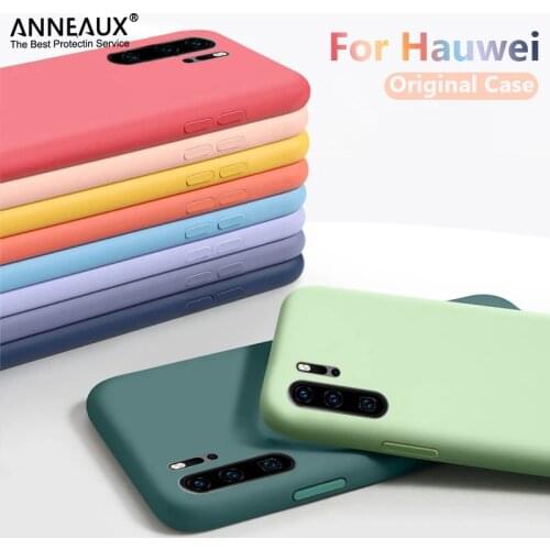 Original Liquid Silicone Case For Huawei P20 P30 P40 Mate 20 30 Pro Lite P smart 2019 Nova 4 E 6 SE Luxury Soft Protection Cover
